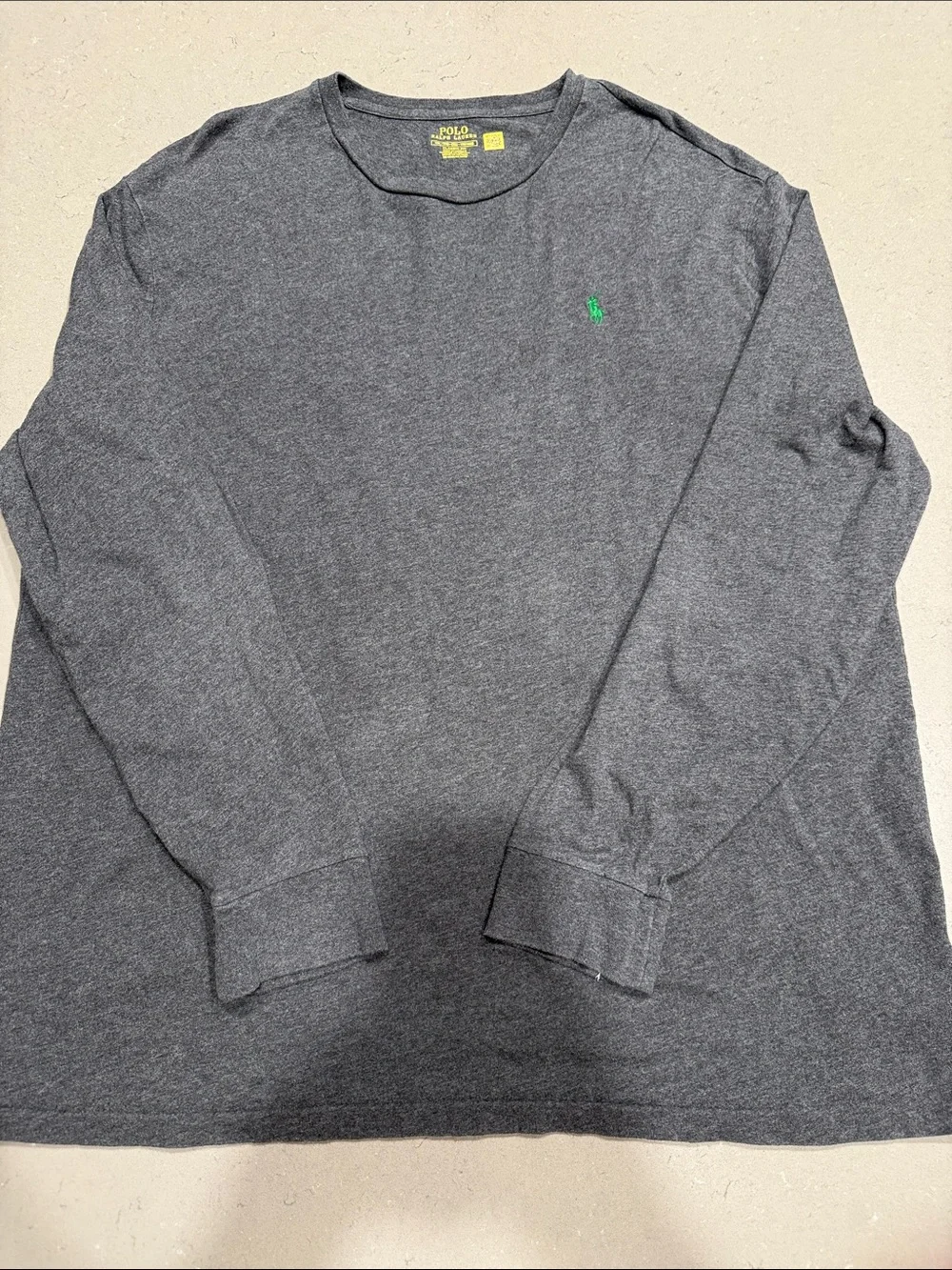 Polo by Ralph Lauren Charcoal Long-Sleeve Crewneck with Green Pony